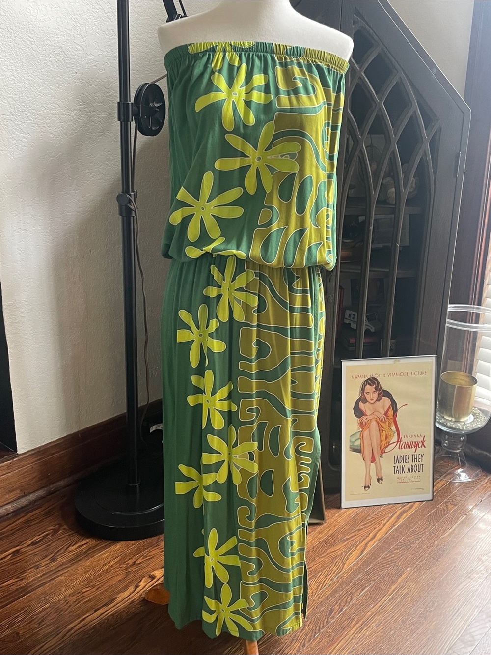 Vintage Hawaiian Strapless Maxi Dress